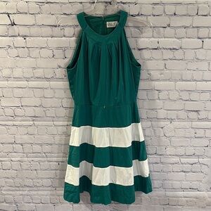 Green and White Sleeveless Dress